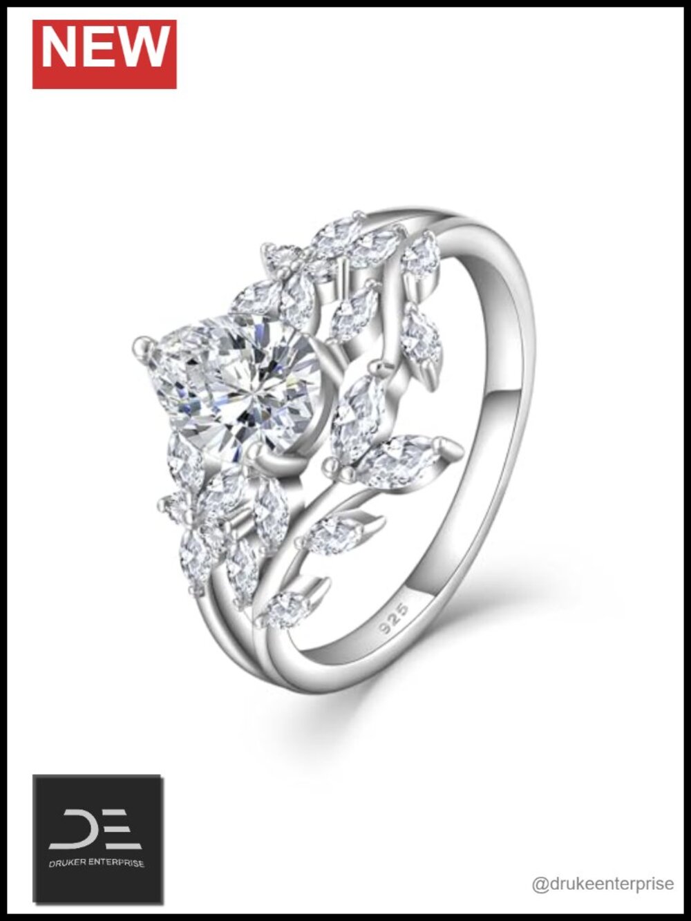 Pear Cut Moissanite Promise Ring 925 Sterling Silver White Gold Plated